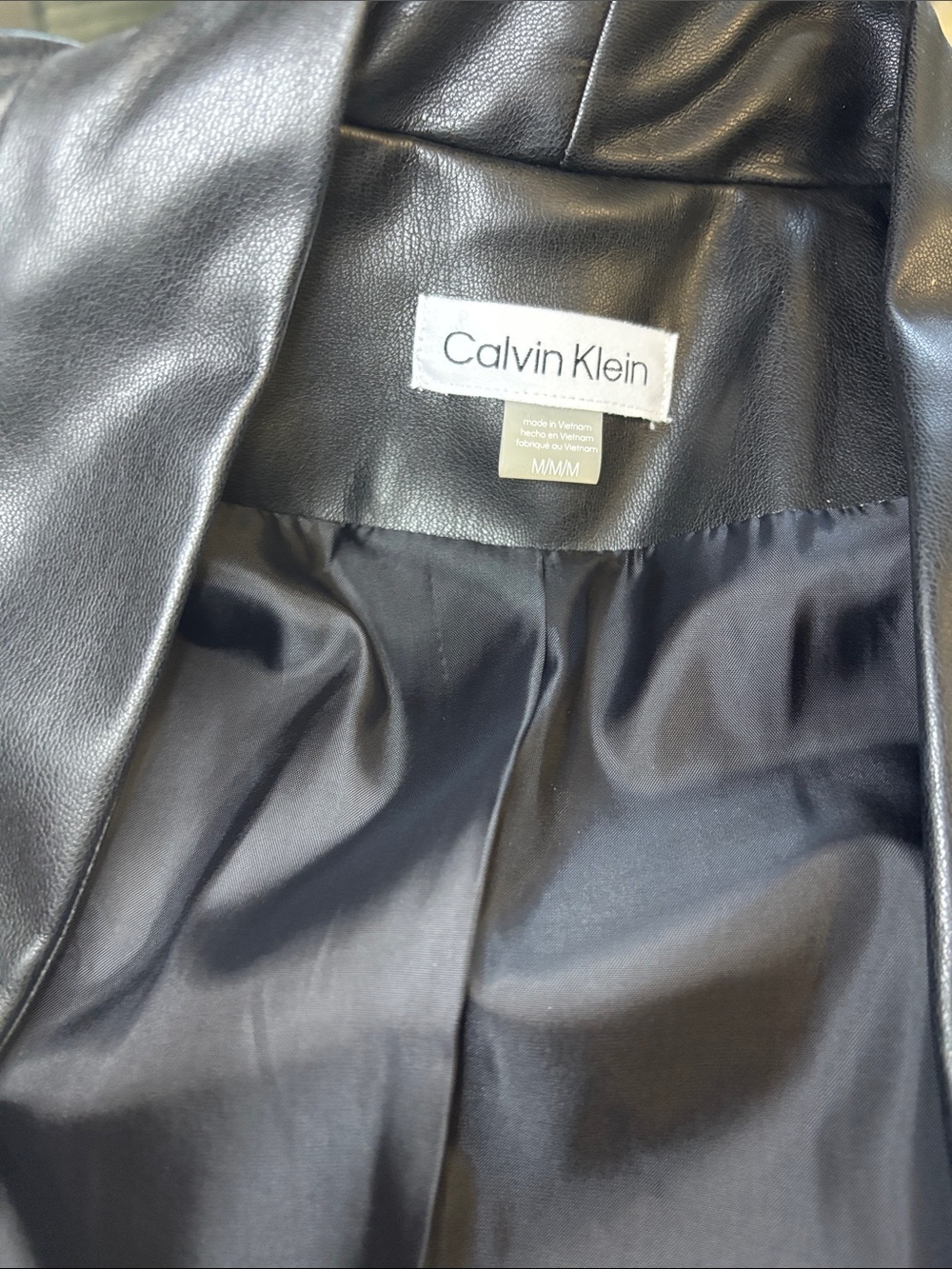Calvin Klein Black Faux Leather Blazer